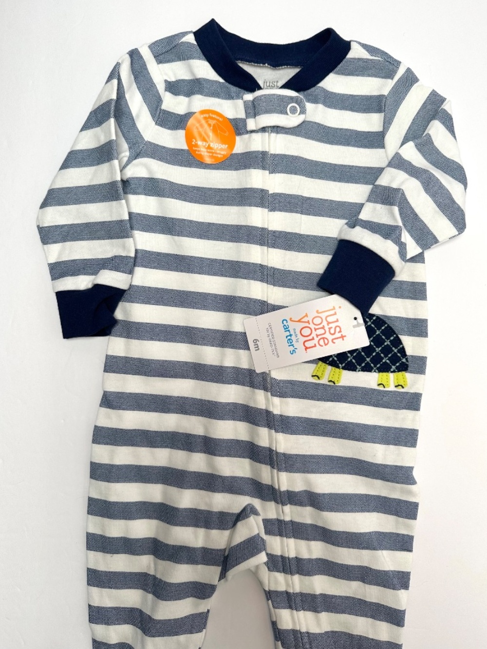 Carter’s Baby Sleeper 6M NWT Striped Turtle Footed Pajamas 2 Way Zipper - Picture 2 of 8